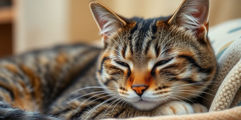 Gato calmo e relaxado após a castração.