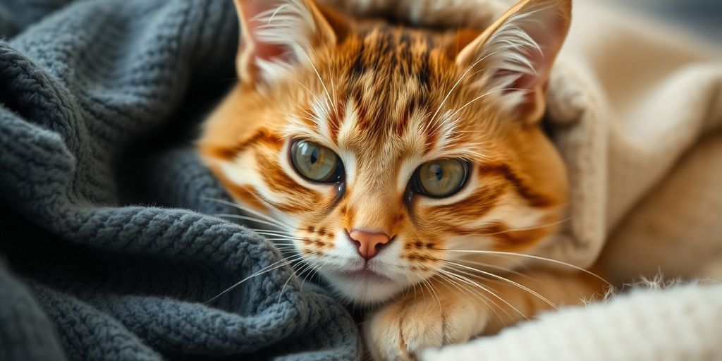 Gato com expressão preocupada em um ambiente acolhedor.